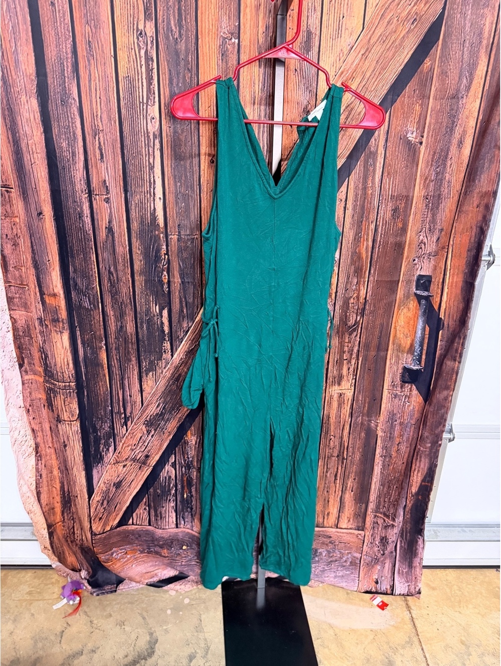 Daily Ritual Women's Sleeveless V-Neck Green Jumpsuit XL